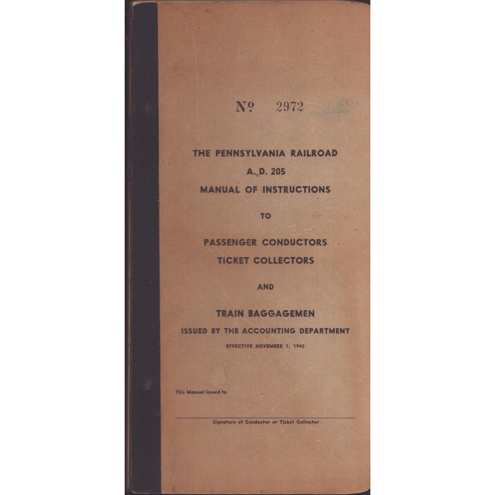 1945 Pennsylvania Railroad Manual of Instructions PRR Conductors Vintage